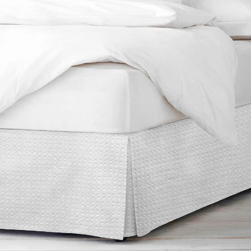 6ix Tailors Honeycomb Waffle White Bedskirt