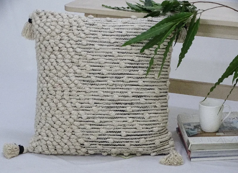 Beige Throw Pillow Handloom Woven