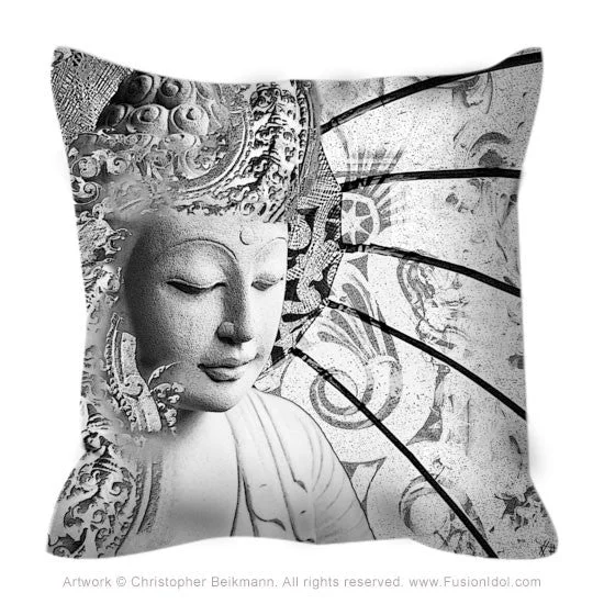 Black and White Buddha Zen Meditation Art Pillow - Bliss of Being