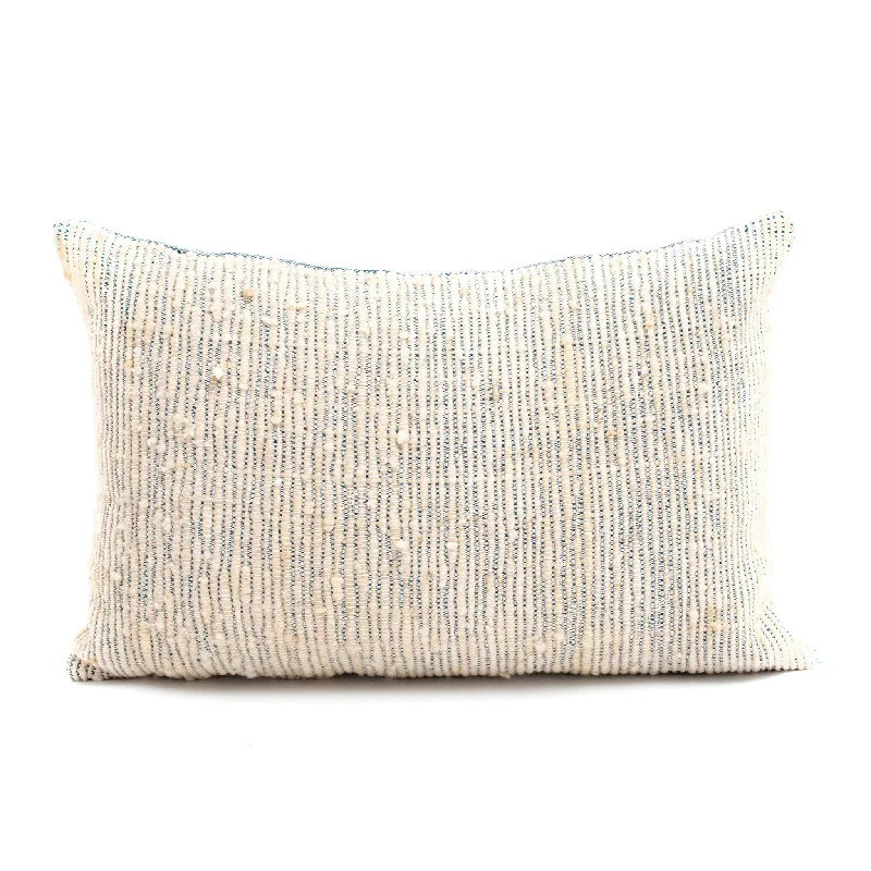 Light Blue Chunky Wool Lumbar Pillow Cover