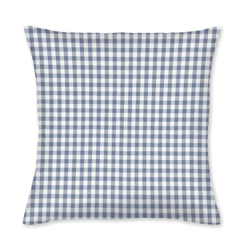 Slate Blue Gingham Throw Pillow