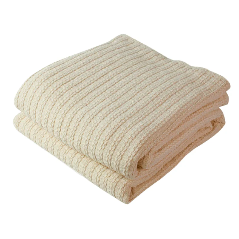 Cable Knit Blanket in Natural - Available In Multiple Sizes