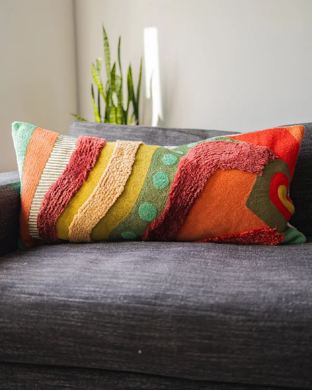 Carine Organic Cotton Abstract Lumbar Pillow