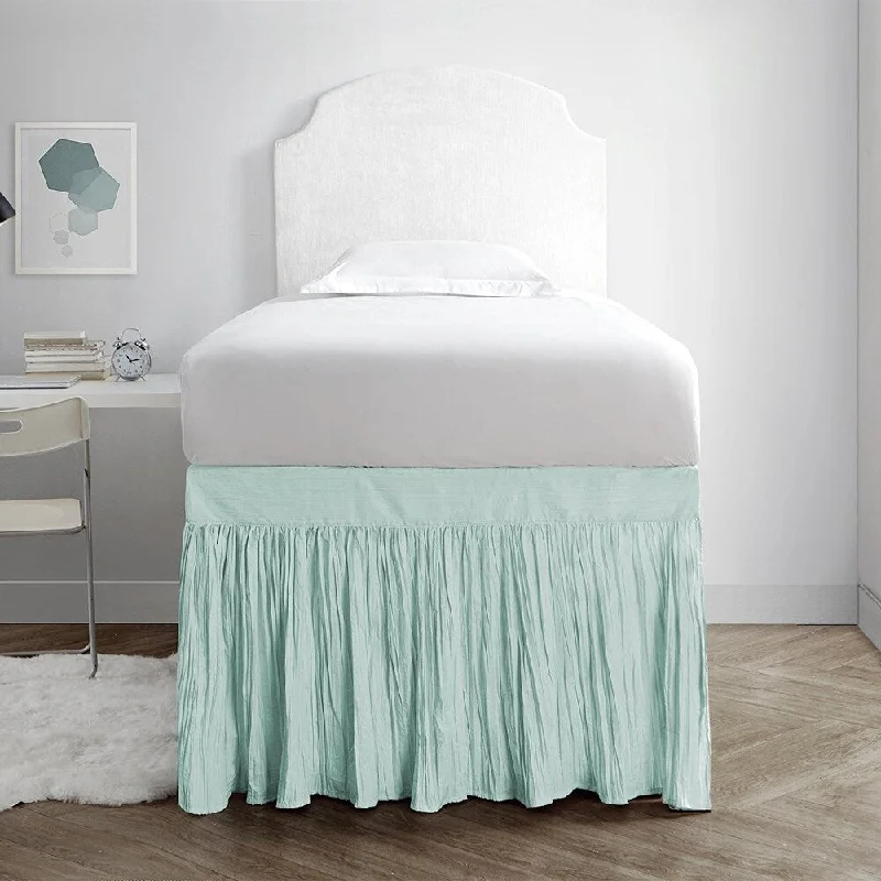 Crinkle Bed Skirt Twin XL (3 Panel Set) - Hint of Mint