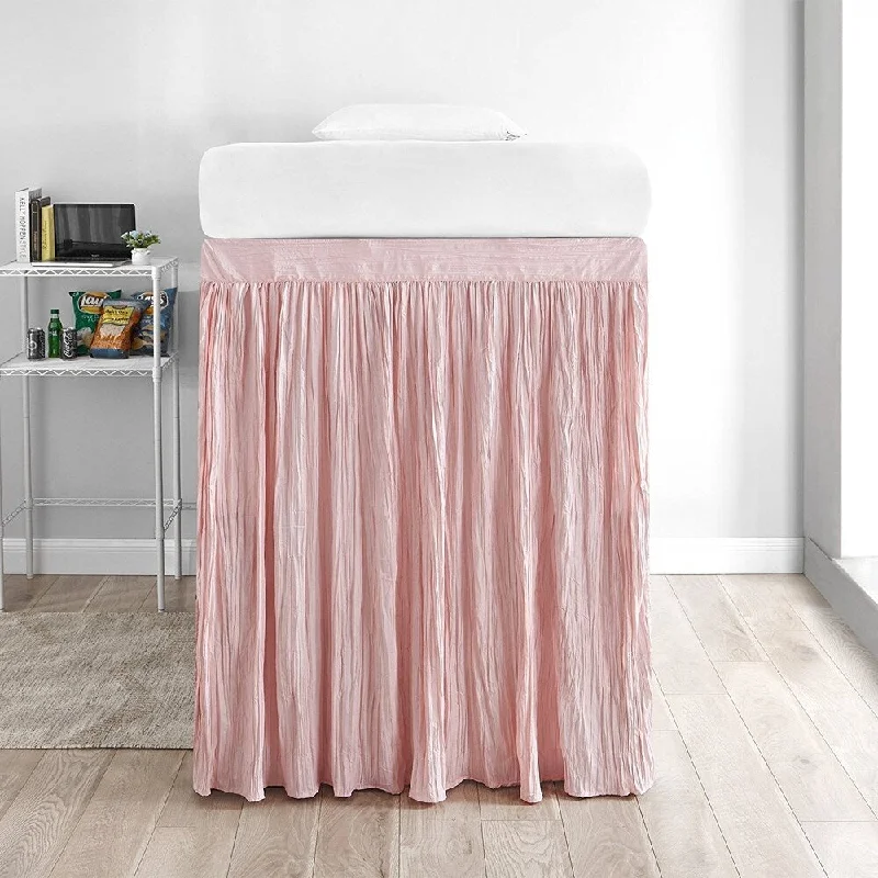 Crinkle Extended Bed Skirt Twin XL (3 Panel Set) - Rose Quartz