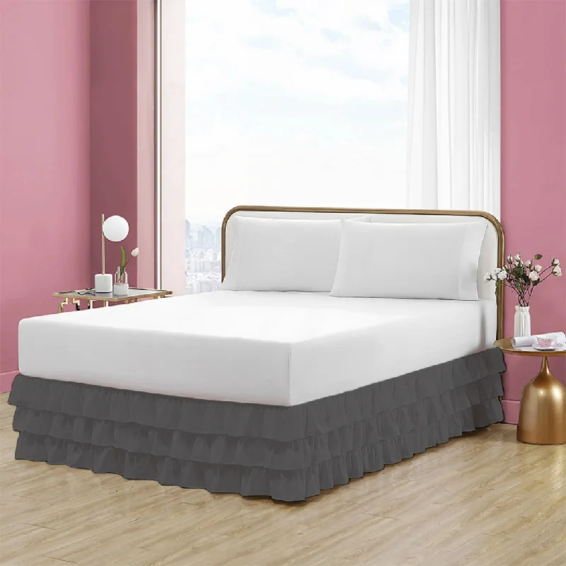 Dark Grey Multi Ruffle Bed Skirt Bliss Solid