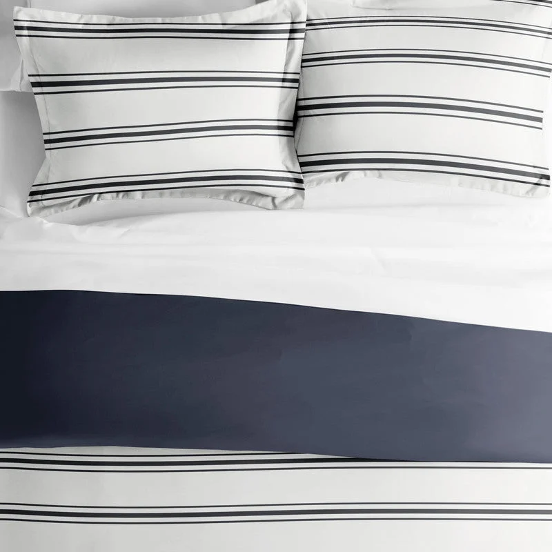 Desert Stripe Navy Reversible Pattern Duvet Cover Set Ultra Soft Microfiber Bedding