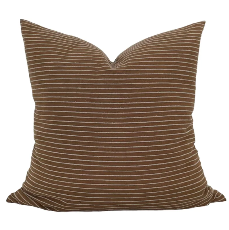 Designer "Whittier" Chiangmai Woven Brown Stripe Pillow Cover