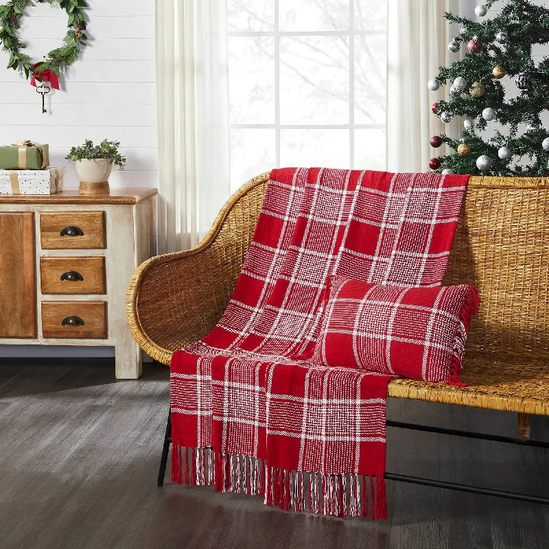 Eston Red White Plaid Woven Throw 50"x60" VHC Brands