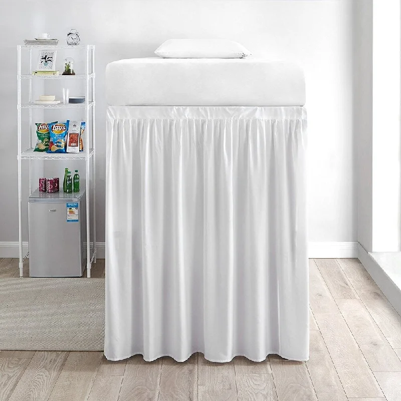 Extended Dorm Sized Bed Skirt (3 Panel Set) - White