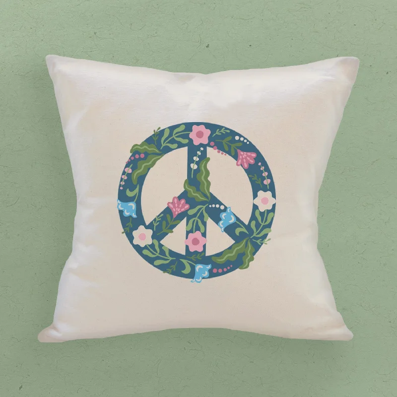 Floral Peace Sign - Square Canvas Pillow