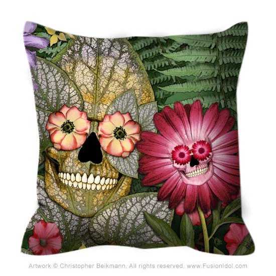 Garden Floral Skull Pillow - Born Again