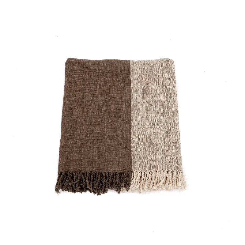 Handspun Cotton Two-Tone Throw in Charcoal