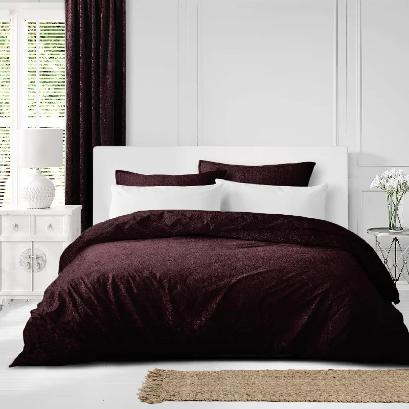 Juno Velvet Bordeaux Super Queen Comforter + 2 Shams - Open Box