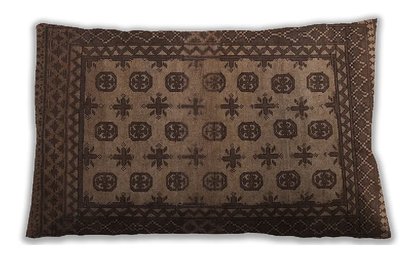 Traditional Classic Indoor Outdoor Rectangular Bakers Brown Lumbar Throw Pillow, 13 inch by 19 inch, lbtr1284