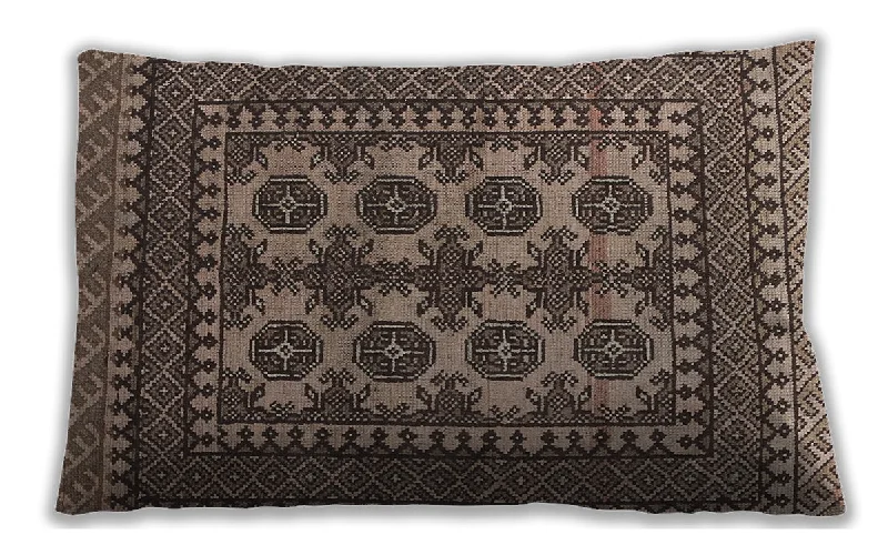 Traditional Classic Indoor Outdoor Rectangular Bakers Brown Lumbar Throw Pillow, 13 inch by 19 inch, lbtr1296