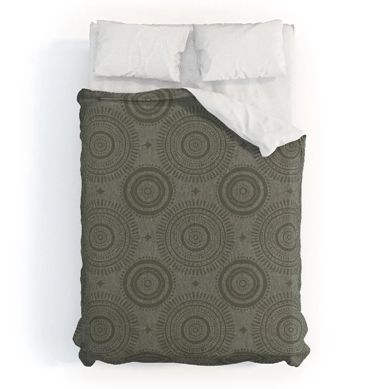 Little Arrow Design Co Boho Sun And Stars Olive Polyester Duvet