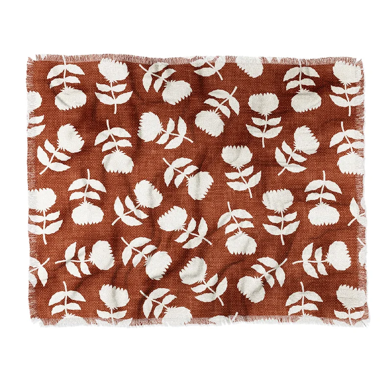 Little Arrow Design Co Vintage Floral Rust Throw Blanket