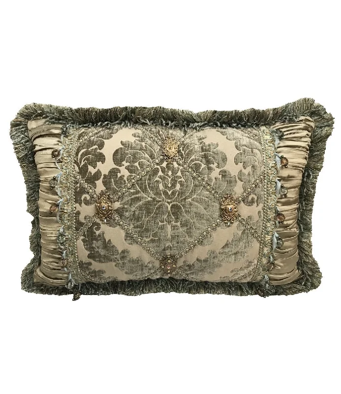 Luxury Decorative Rectangle Pillow with Jewels