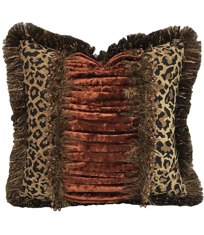 Luxury Leopard and Rust Accent Pillow