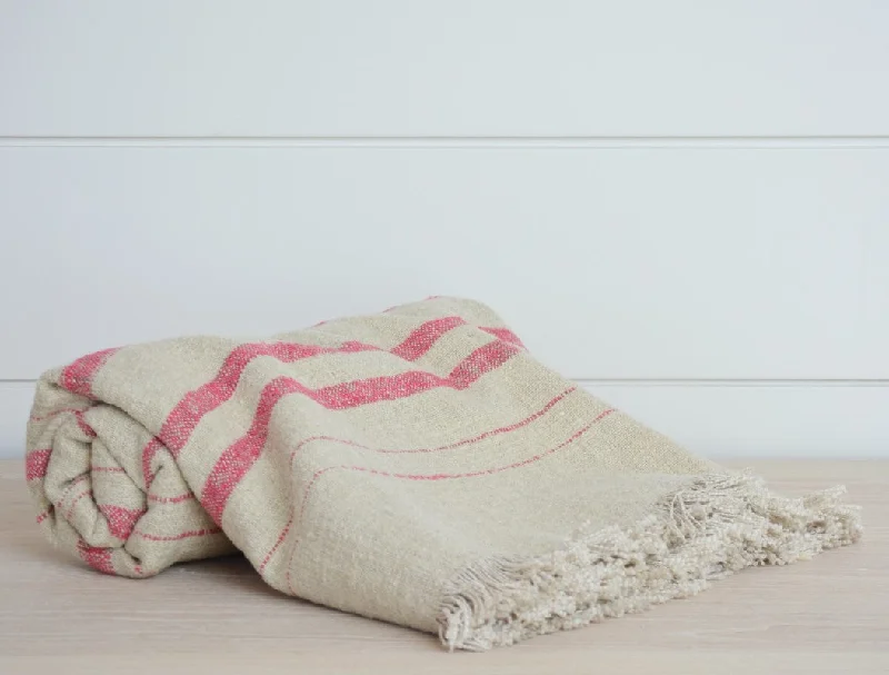 nate natural and pink stripe throw