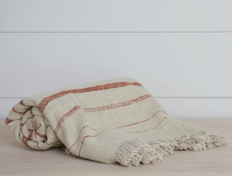 nate natural and terracotta stripe throw