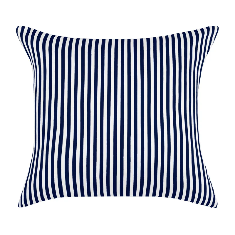 Navy Blue Striped Square Throw Pillow