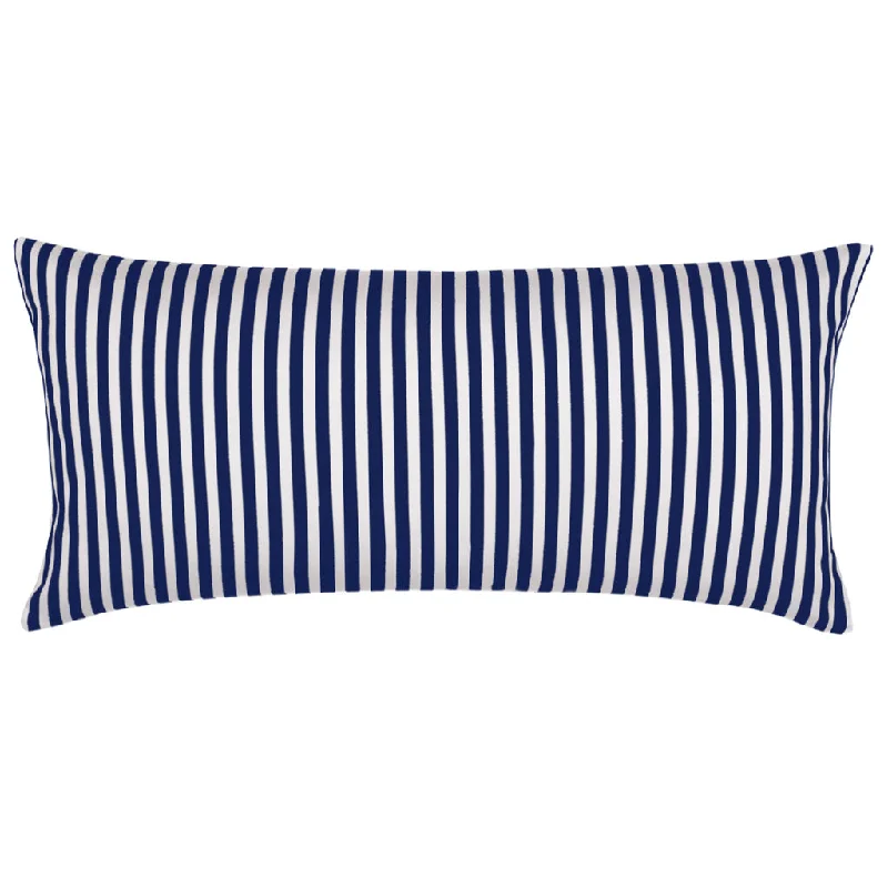 Navy Blue Striped Throw Pillow