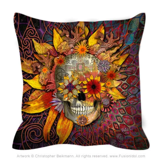 Origins Botaniskull - Sugar Skull Throw Pillow