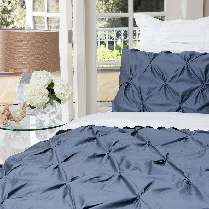 Slate Blue Valencia Pintuck Duvet Cover