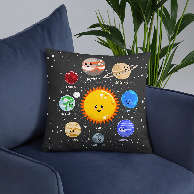 Kawaii Solar System Throw Pillow