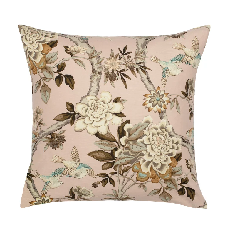 The Pink Garden Birds Square Throw Pillow