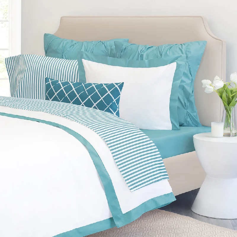 Turquoise Linden Border Duvet Cover