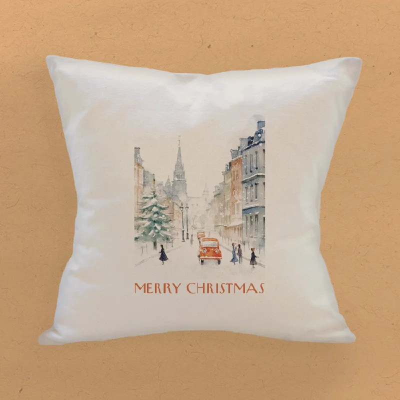 Vintage Christmas Poster - Square Canvas Pillow