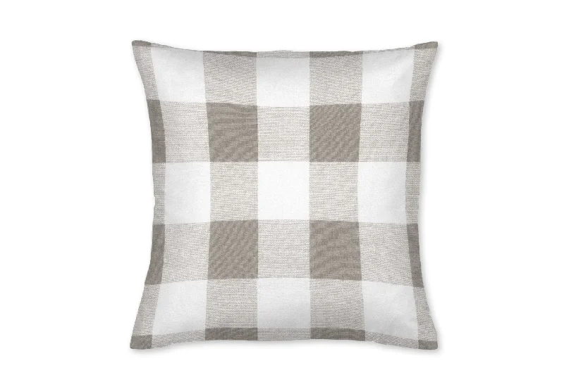 White and Khaki Buffalo Plaid Throw Pillow