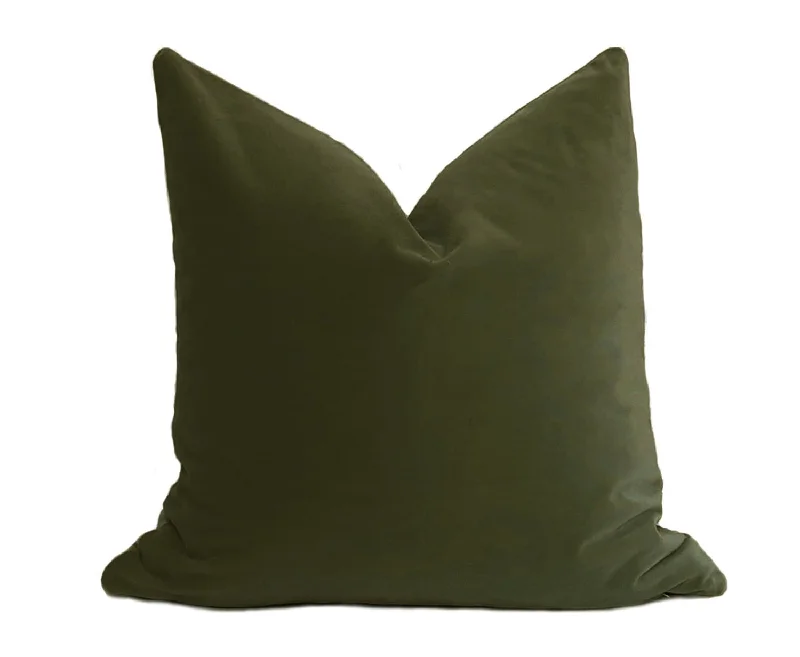 Willa Skye Home - Plush Velvet Pillow Cover - Olive: 20x20